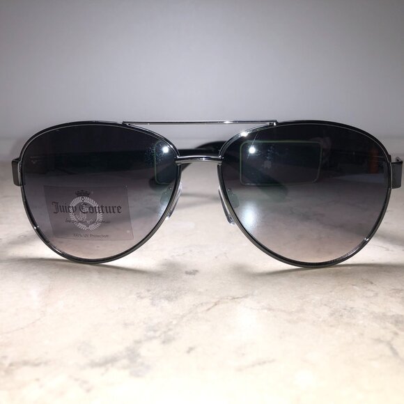 Juicy Couture Black Bedazzled Aviator Sunglasses - Picture 3 of 5